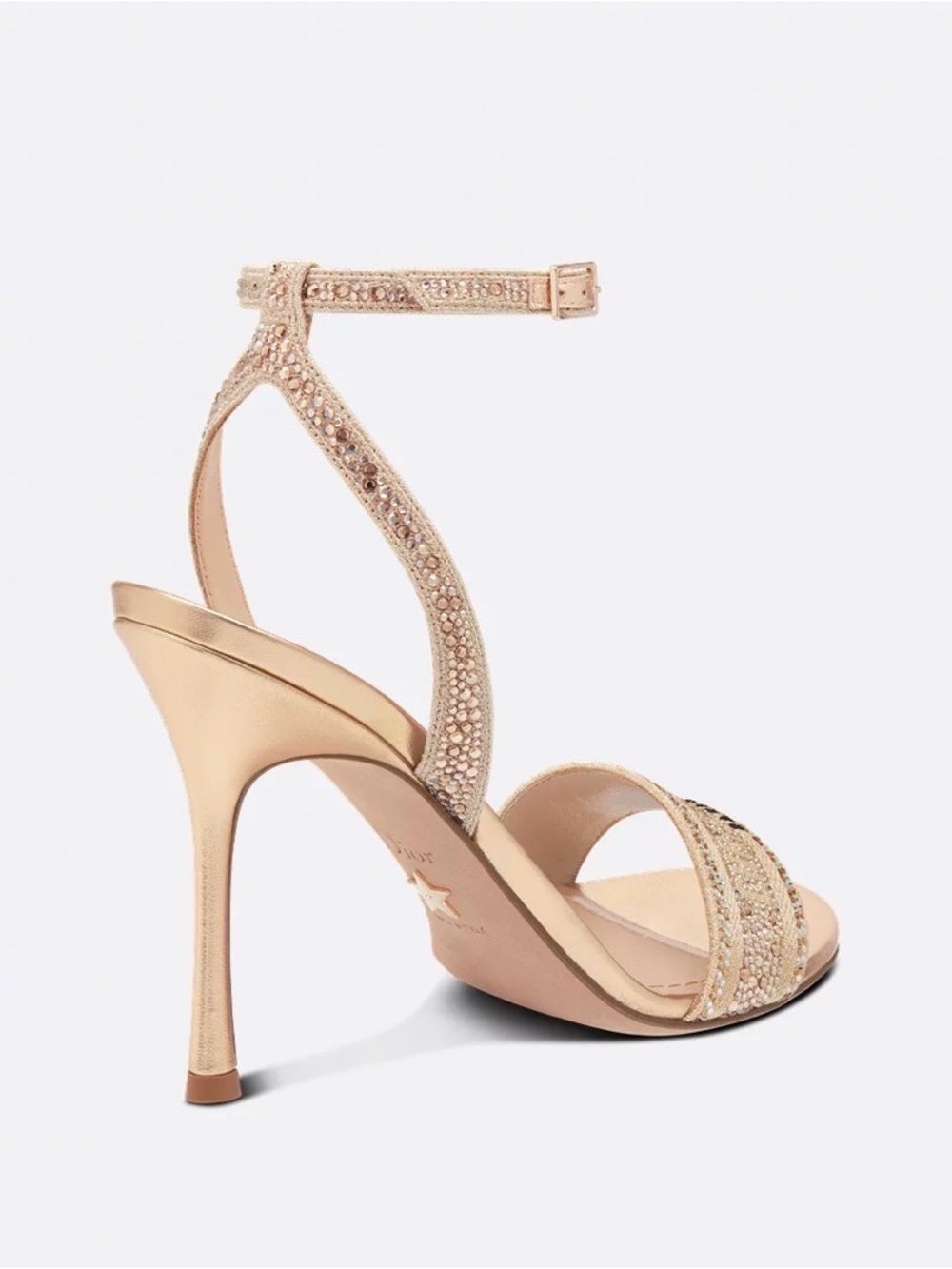 Christian Dior Gold Crystal Embellished Ankle-Strap Sandal. Worn once. - Picture 4 of 16